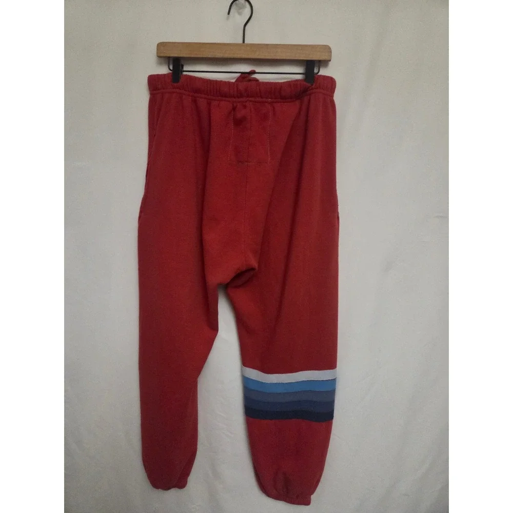 Aviator Nation Sweatpants XL Red Rainbow Stripe Joggers Made USA Lounge Pants - Picture 2 of 6